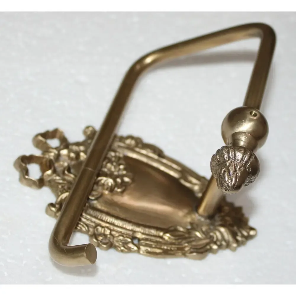 Antique Brass Bathroom Hardware  | Solid Brass Towel Ring & Toilet Paper Holder